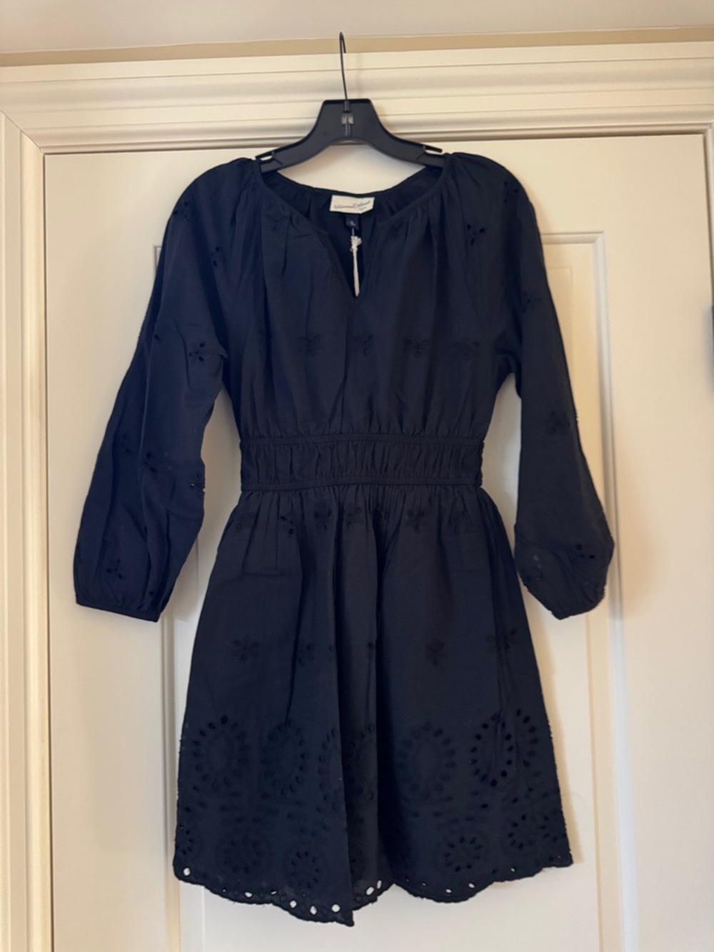 NWT Universal Thread Black Eyelet Cotton Dress with Elastic Waist